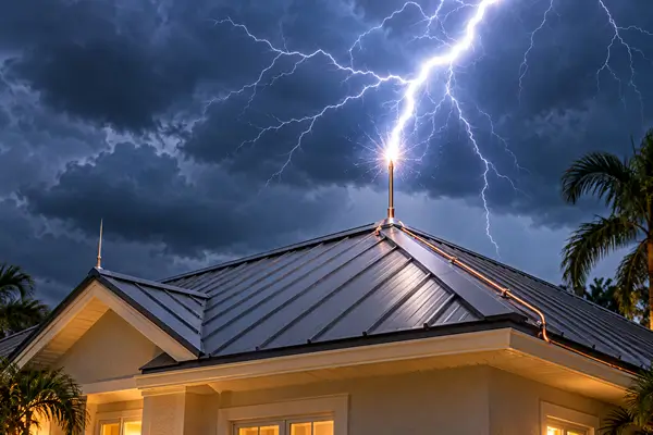 Lightning Rod Deflecting Lightning